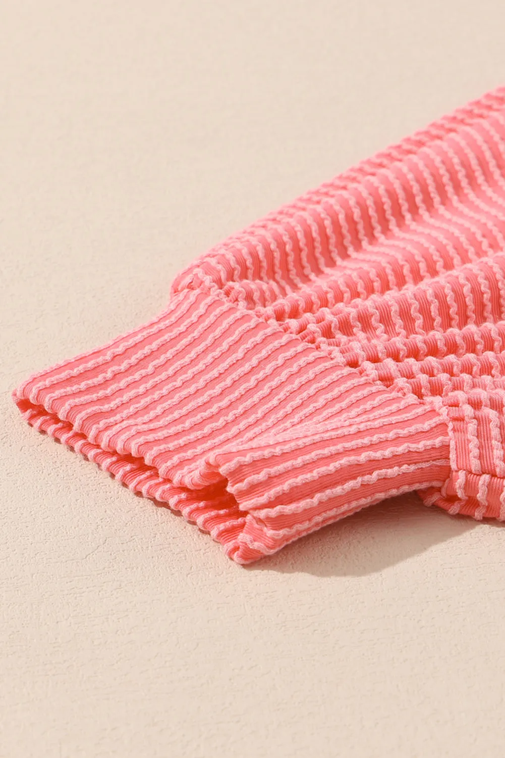 Pink Corded Flap Pocket Henley Top