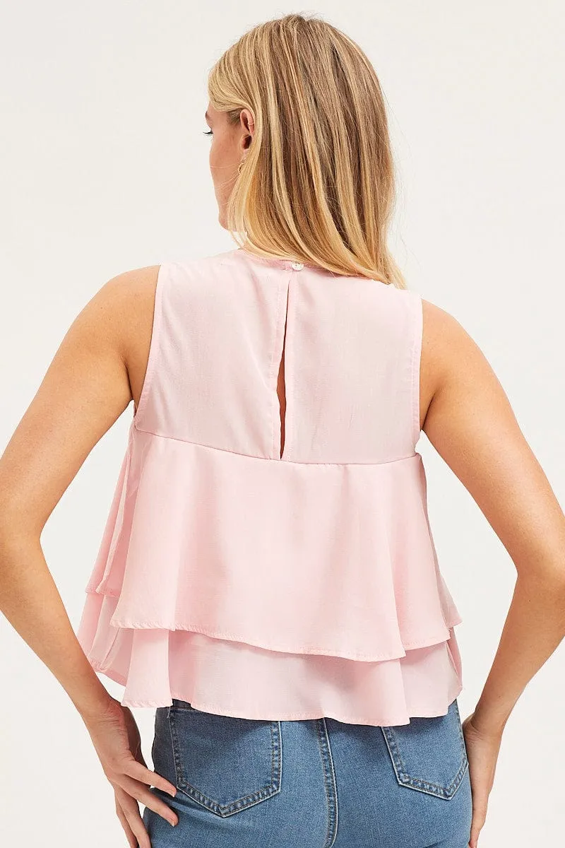 Pink Peplum Top Sleeveless