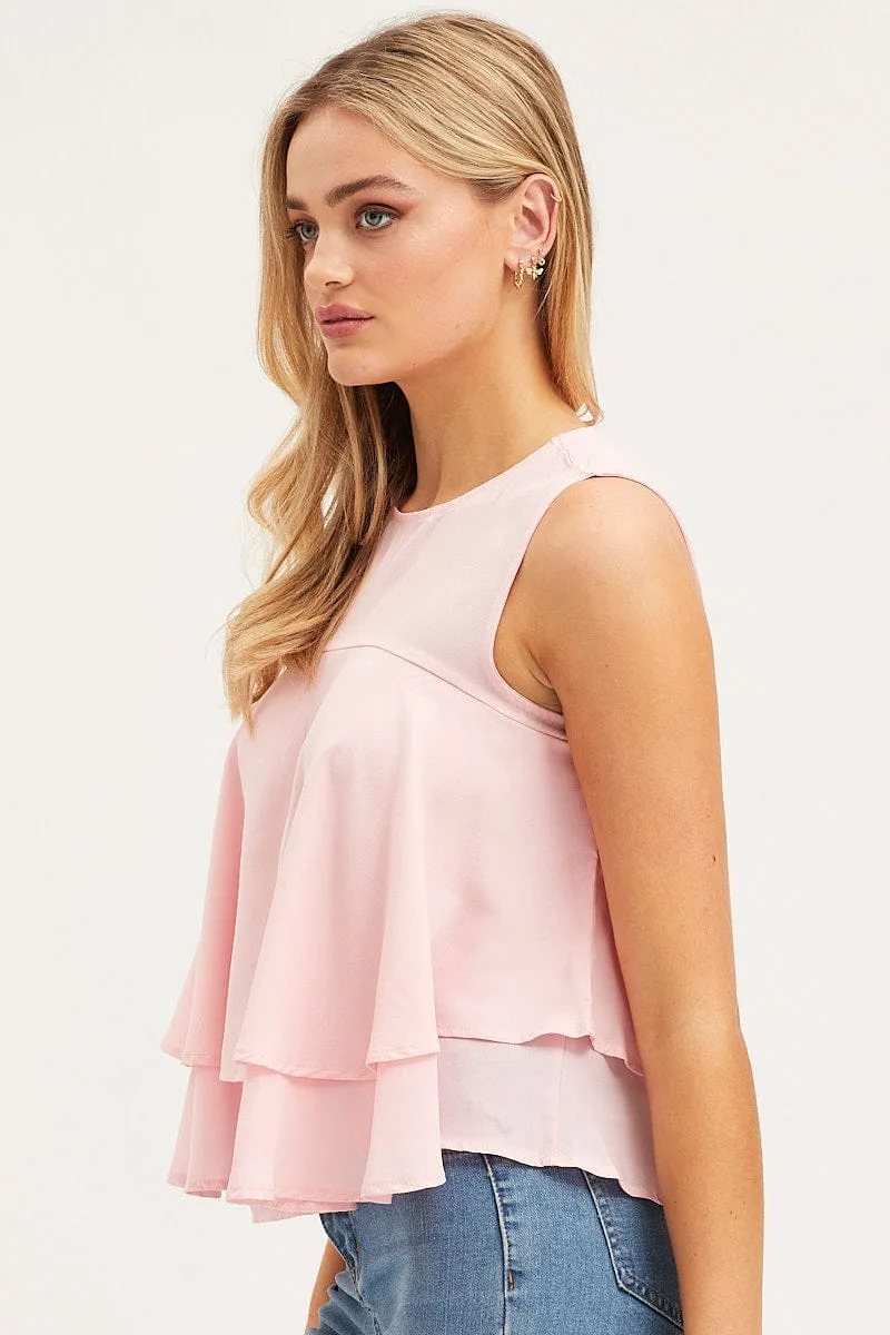 Pink Peplum Top Sleeveless