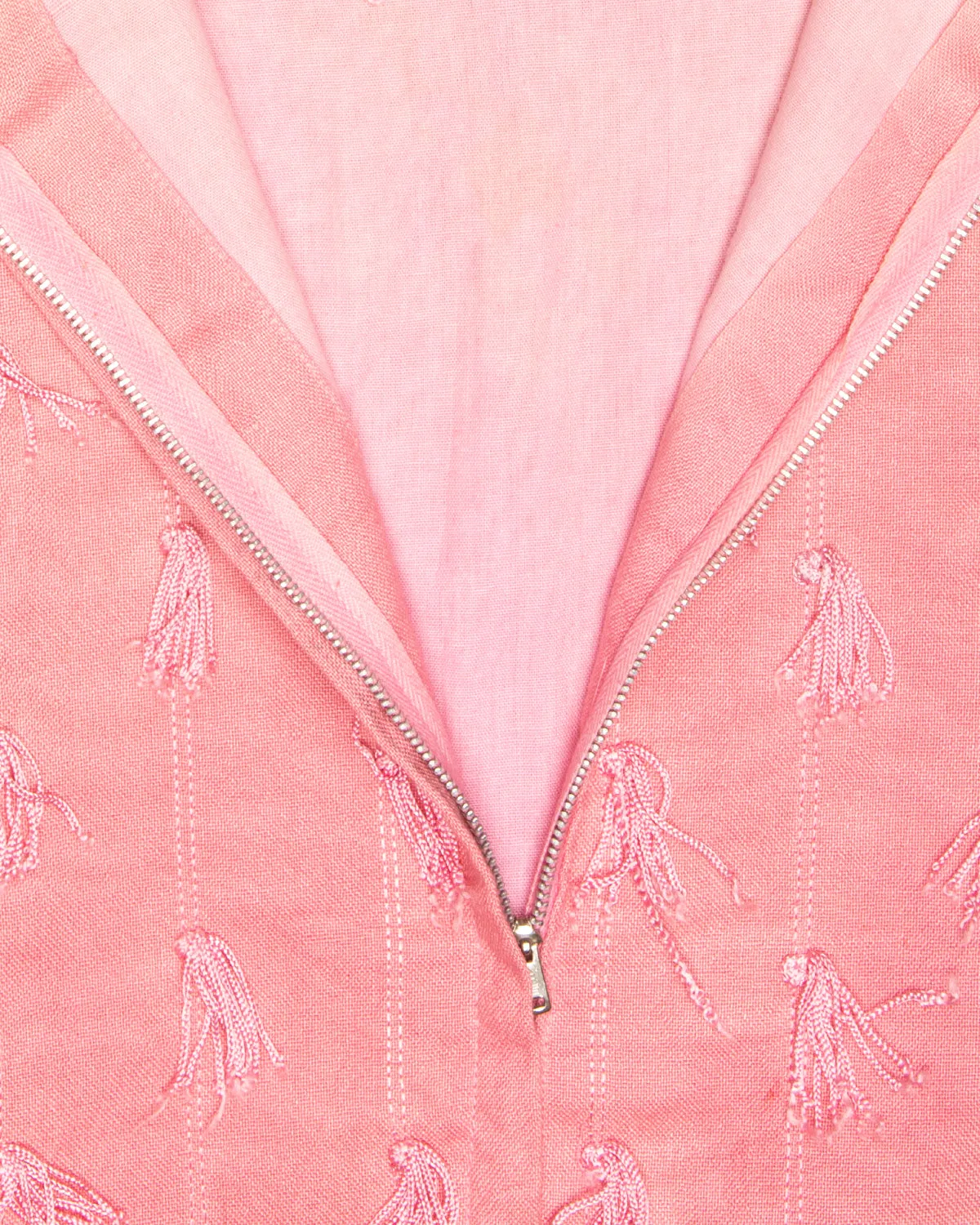 PINK SHIFT DRESS WITH TASSLES