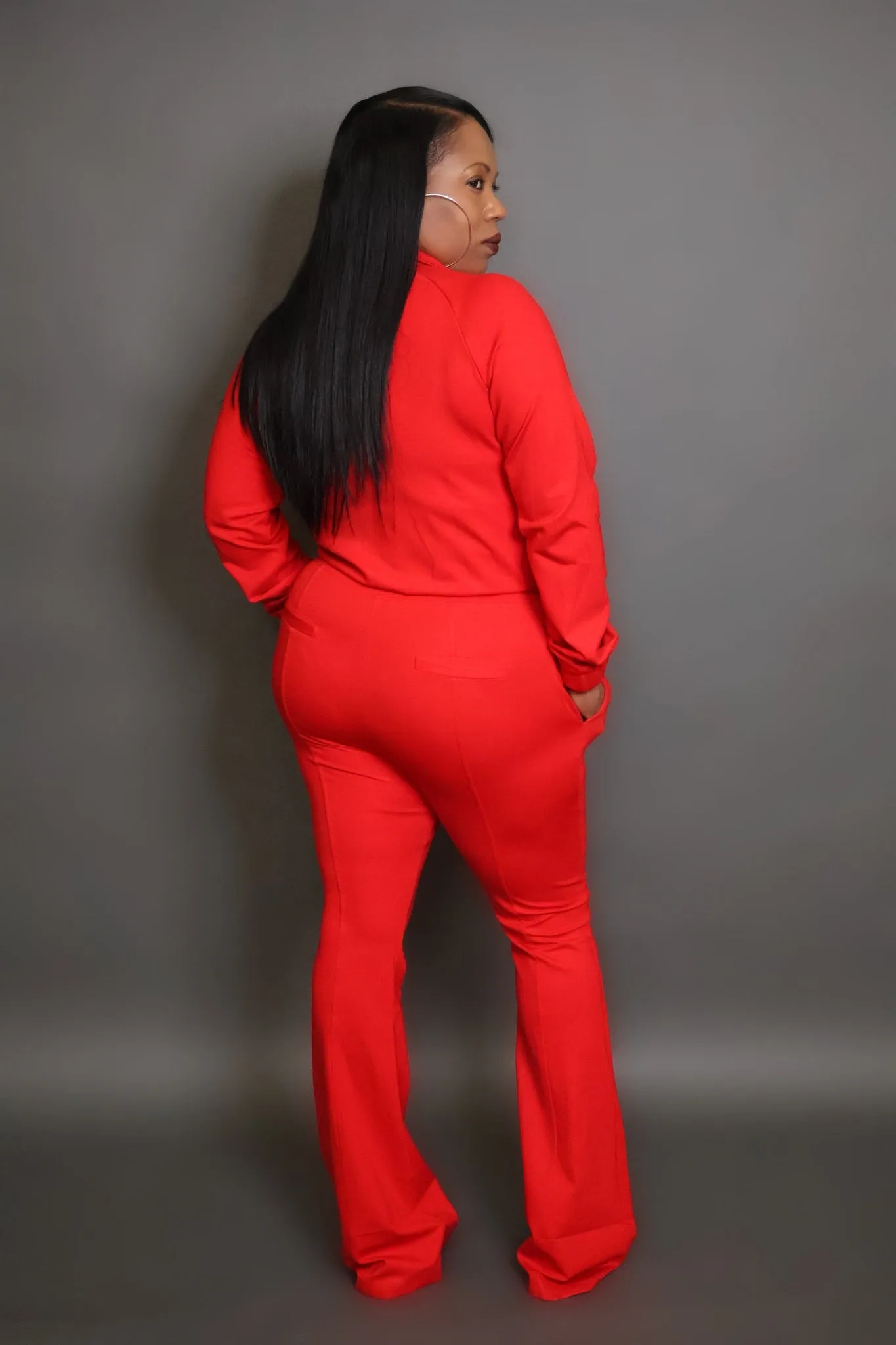 PLAYING IT SAFE PANTS SET -RED