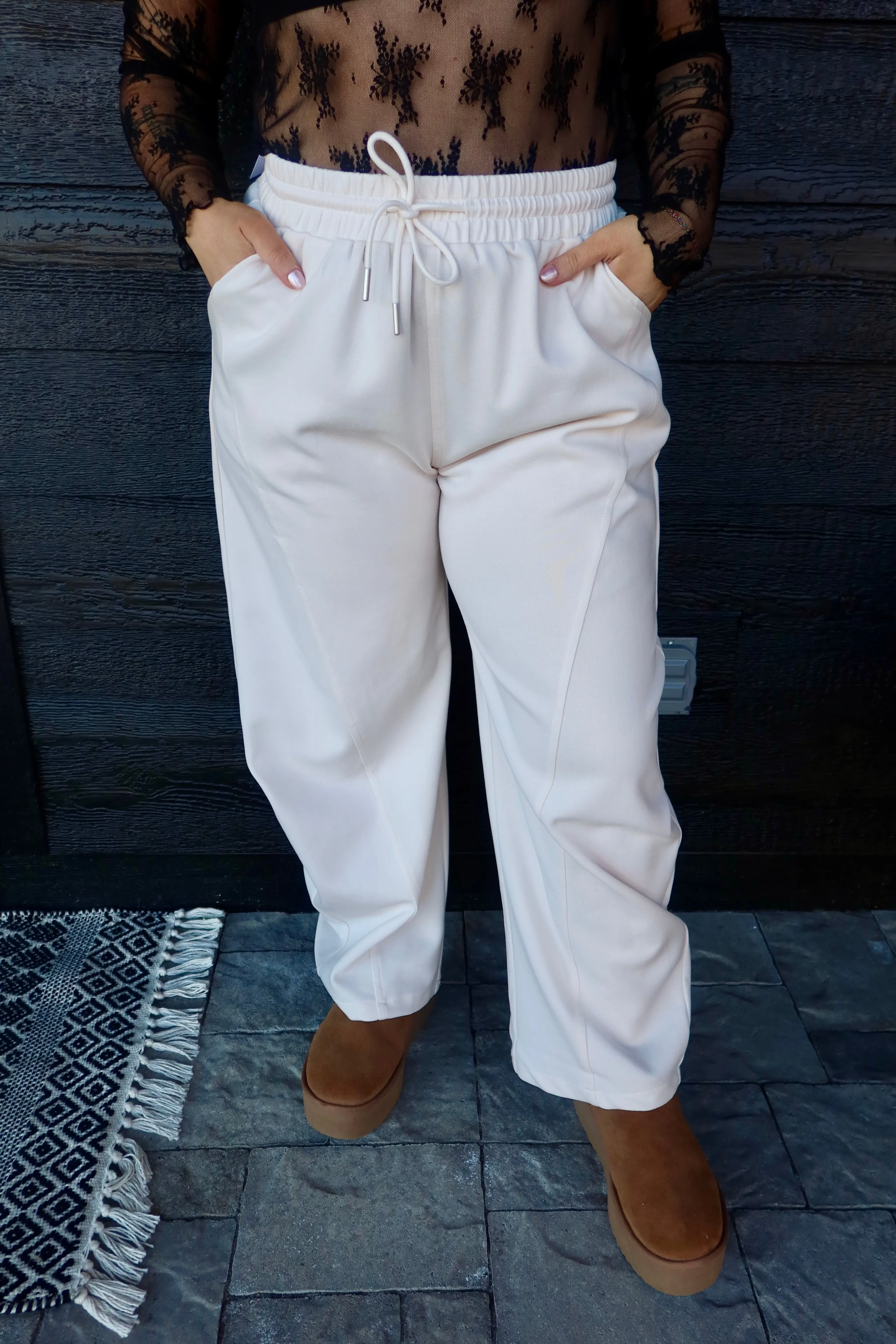 Pleated Drawstring Sweatpants
