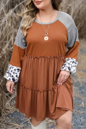 Plus Size Waffle Ruffle Mini Dress