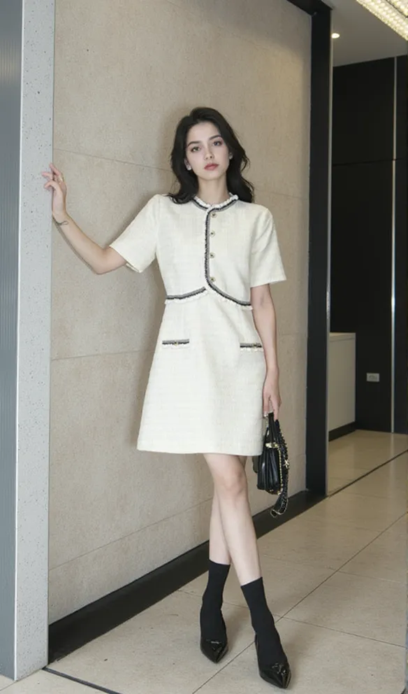 POLLY APRICOT RUFFLE TRIM COLLAR MINI DRESS