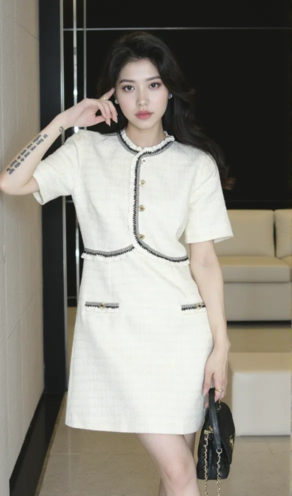 POLLY APRICOT RUFFLE TRIM COLLAR MINI DRESS