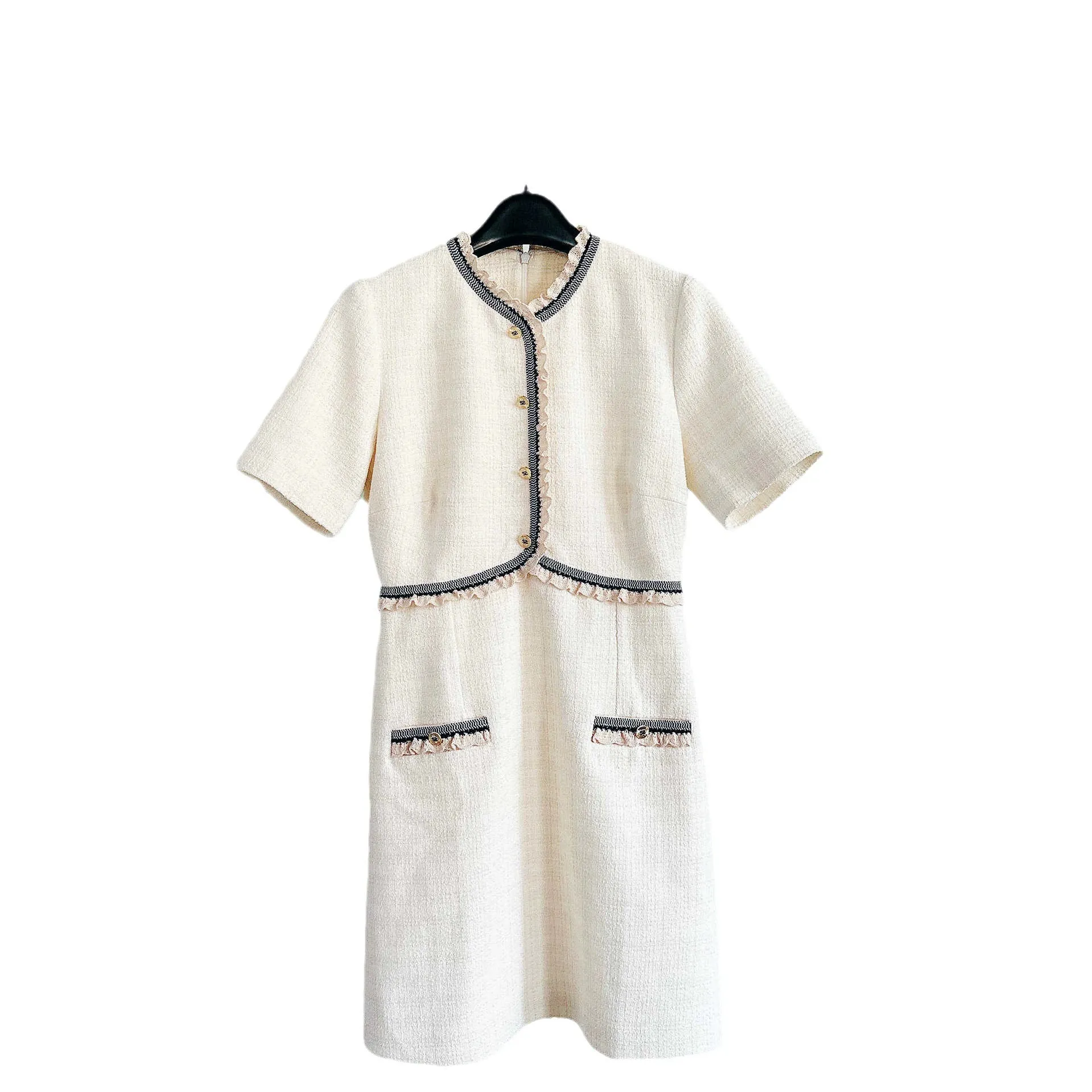 POLLY APRICOT RUFFLE TRIM COLLAR MINI DRESS