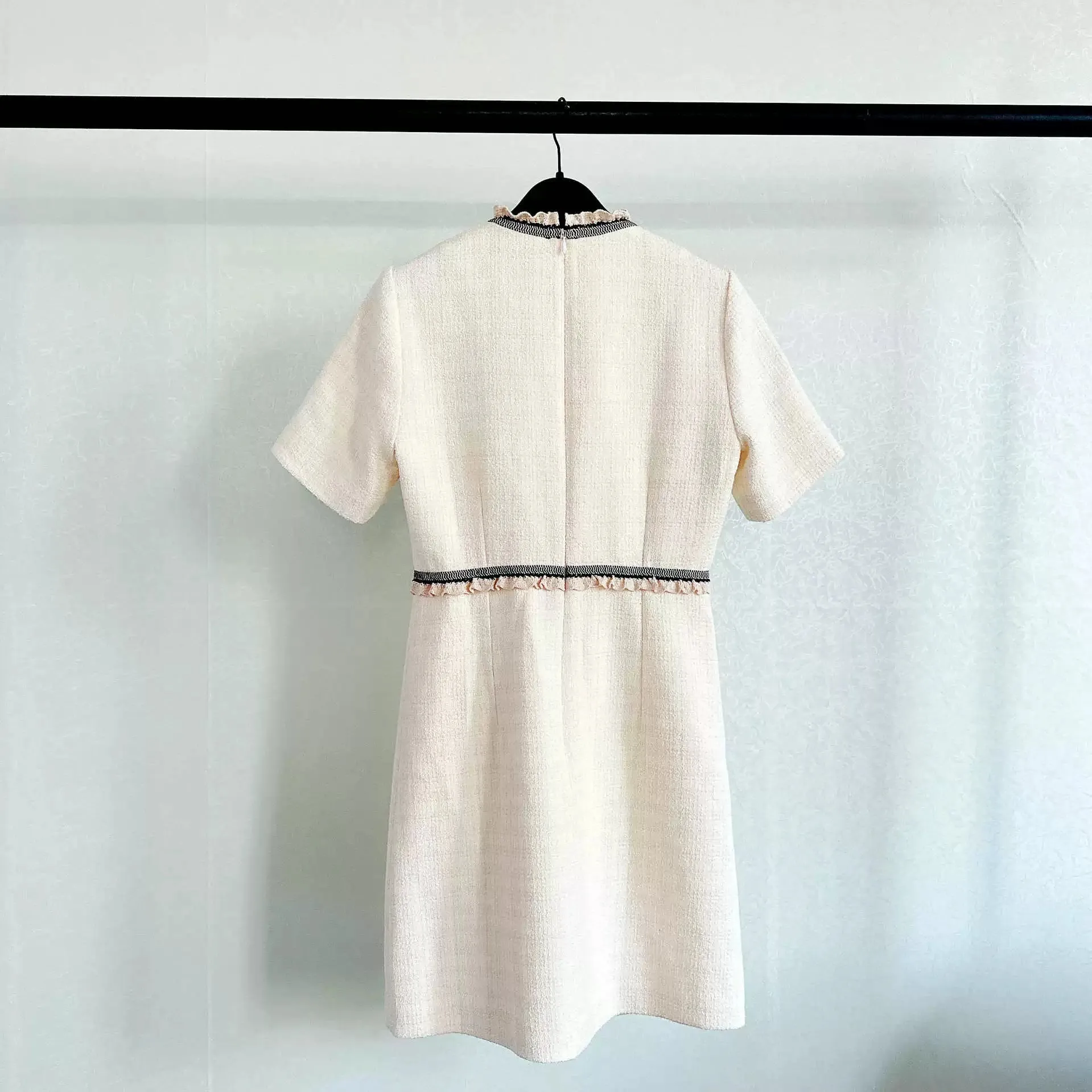 POLLY APRICOT RUFFLE TRIM COLLAR MINI DRESS