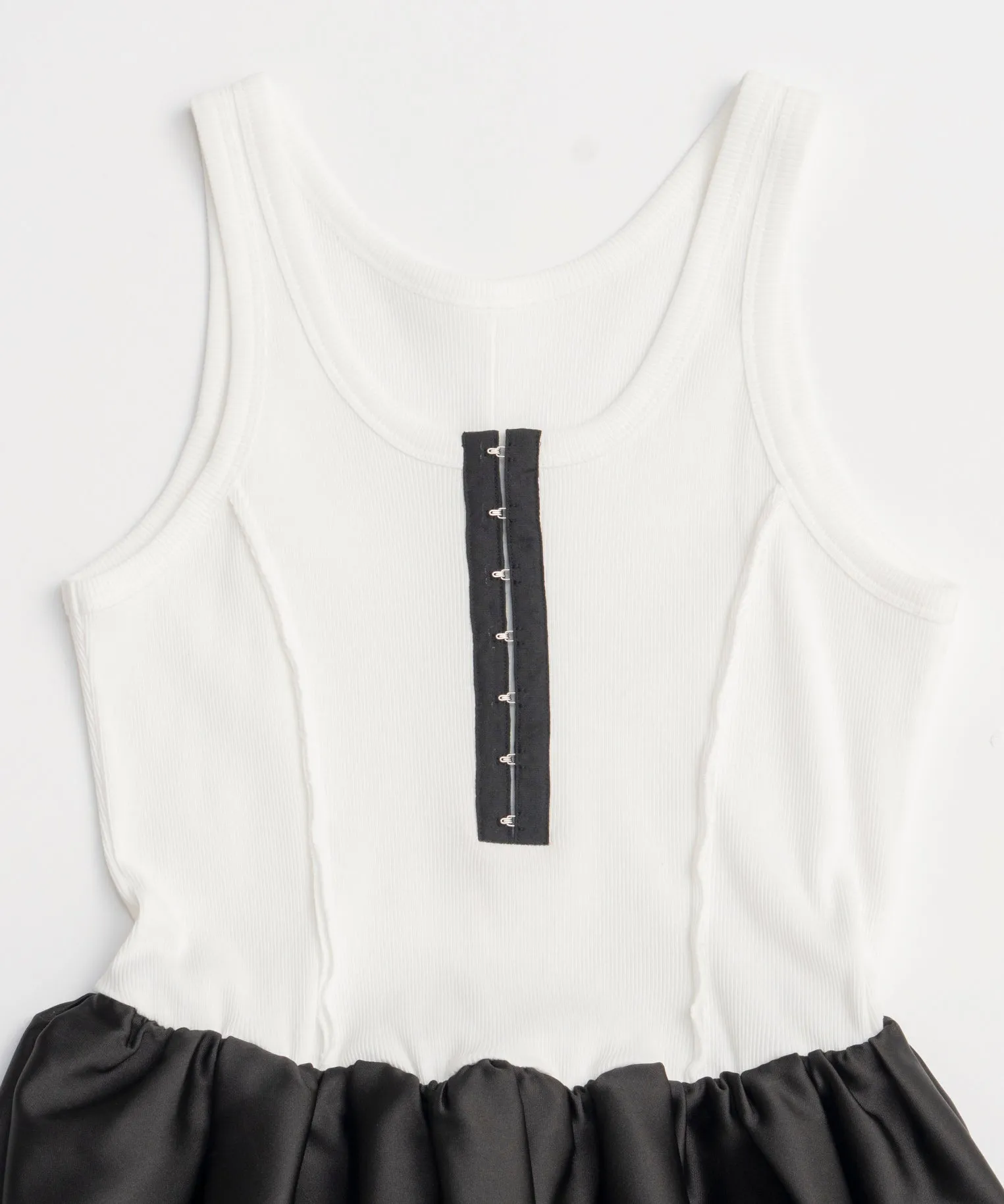 【PRE-ORDER】Satin Combination Peplum Tank Top