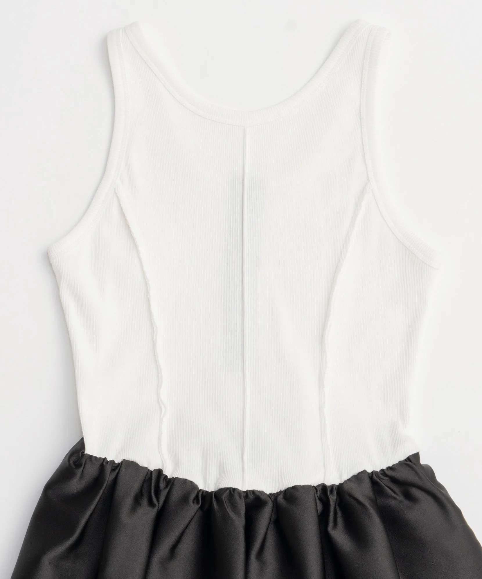 【PRE-ORDER】Satin Combination Peplum Tank Top