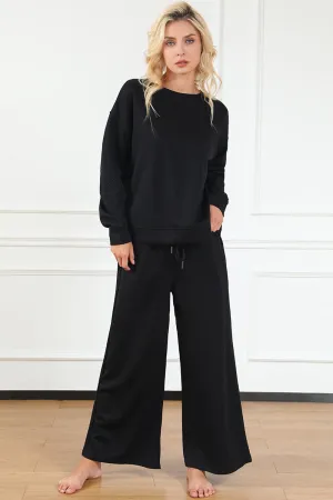 Preorder Textured Long Sleeve Top and Drawstring Pants Set
