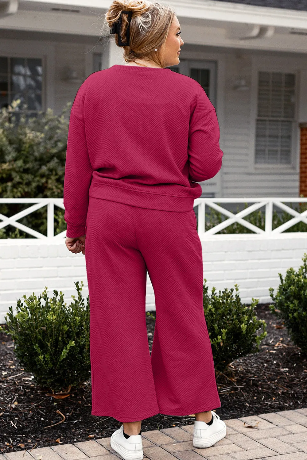 Preorder Textured Long Sleeve Top and Drawstring Pants Set