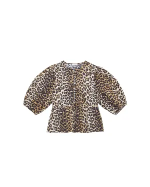 PRINTED COTTON POPLIN PEPLUM BLOUSE