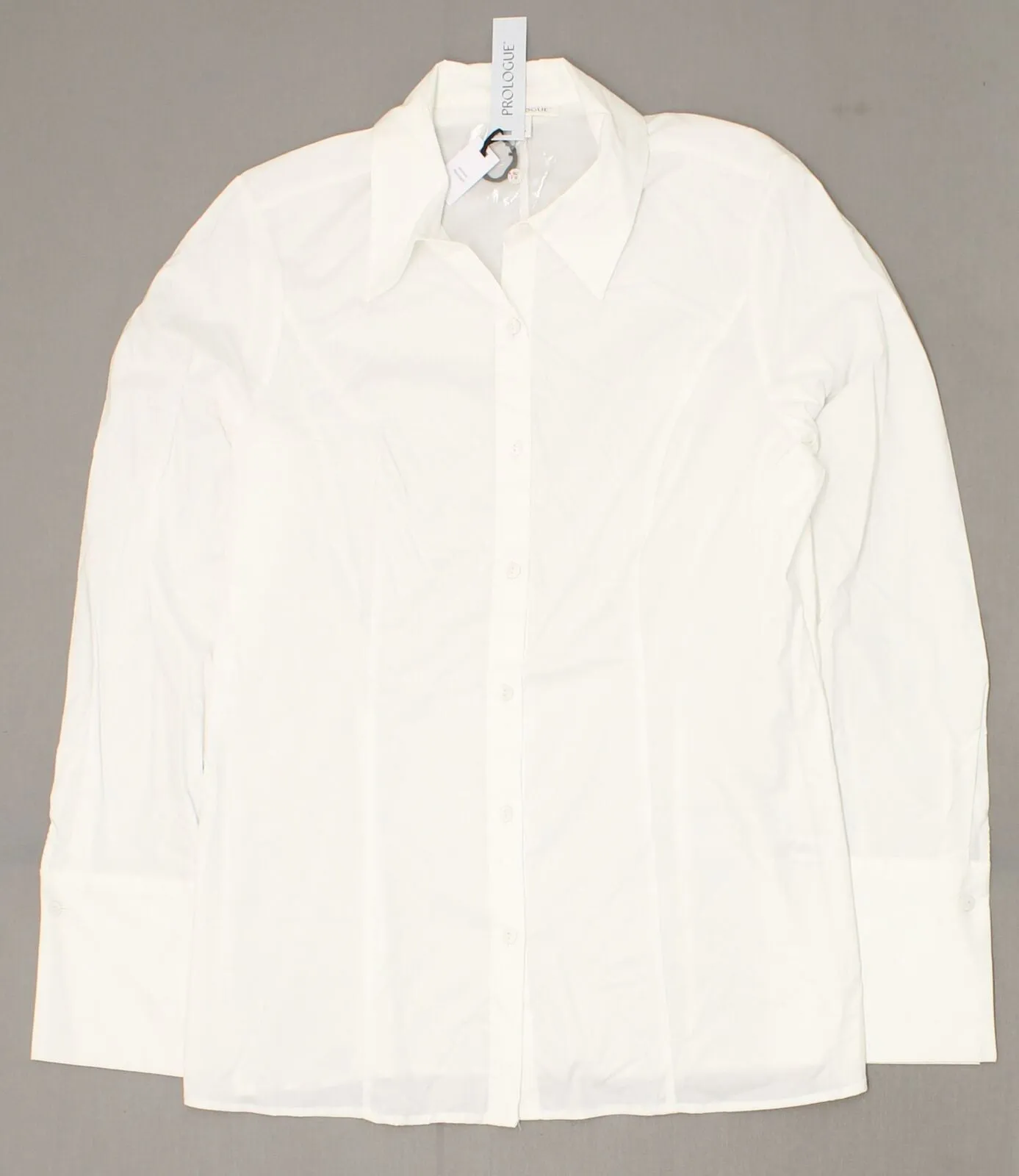 Prologue Women's Long Sleeve Fitted Button-Down Collared Shirt Blouse Top