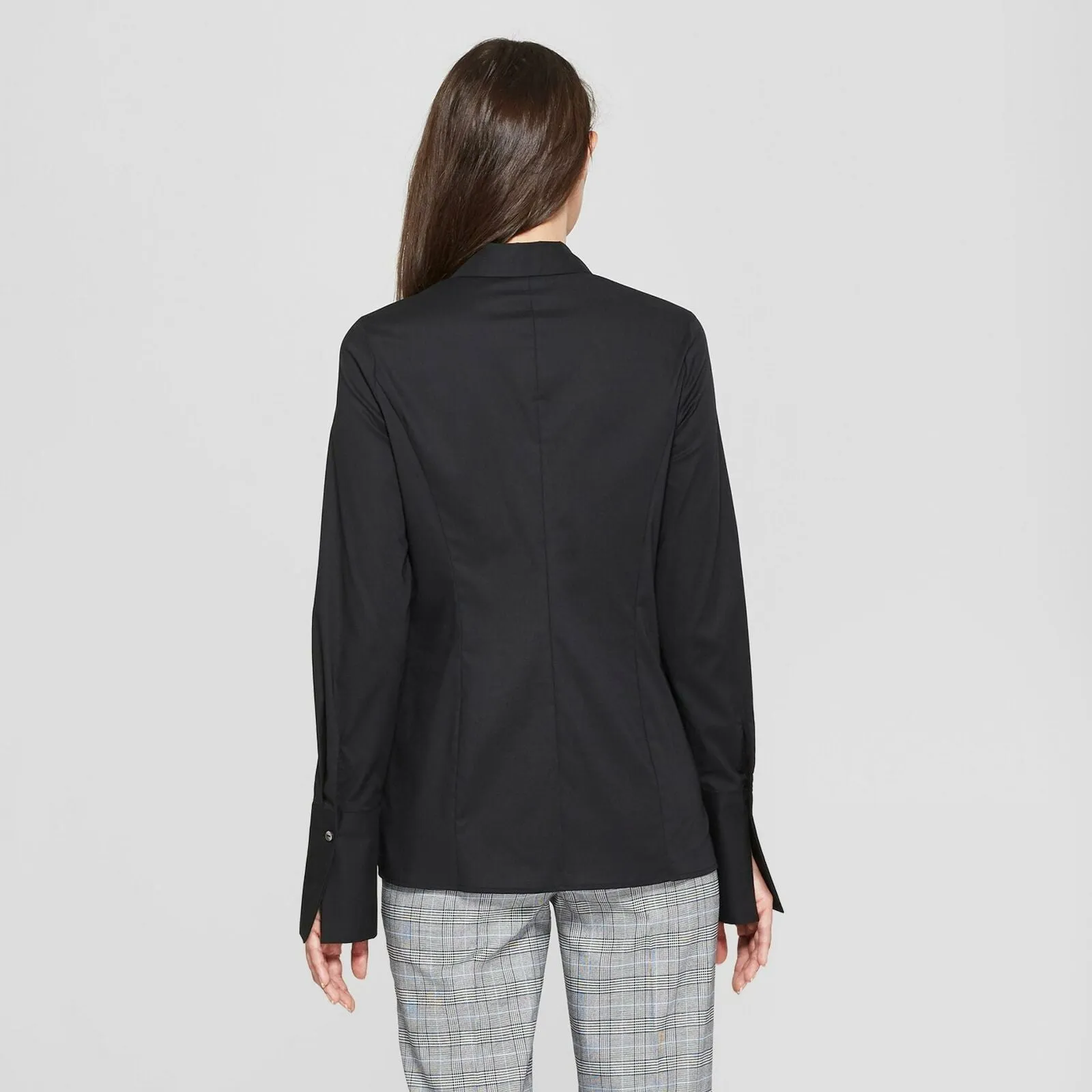 Prologue Women's Long Sleeve Fitted Button-Down Collared Shirt Blouse Top