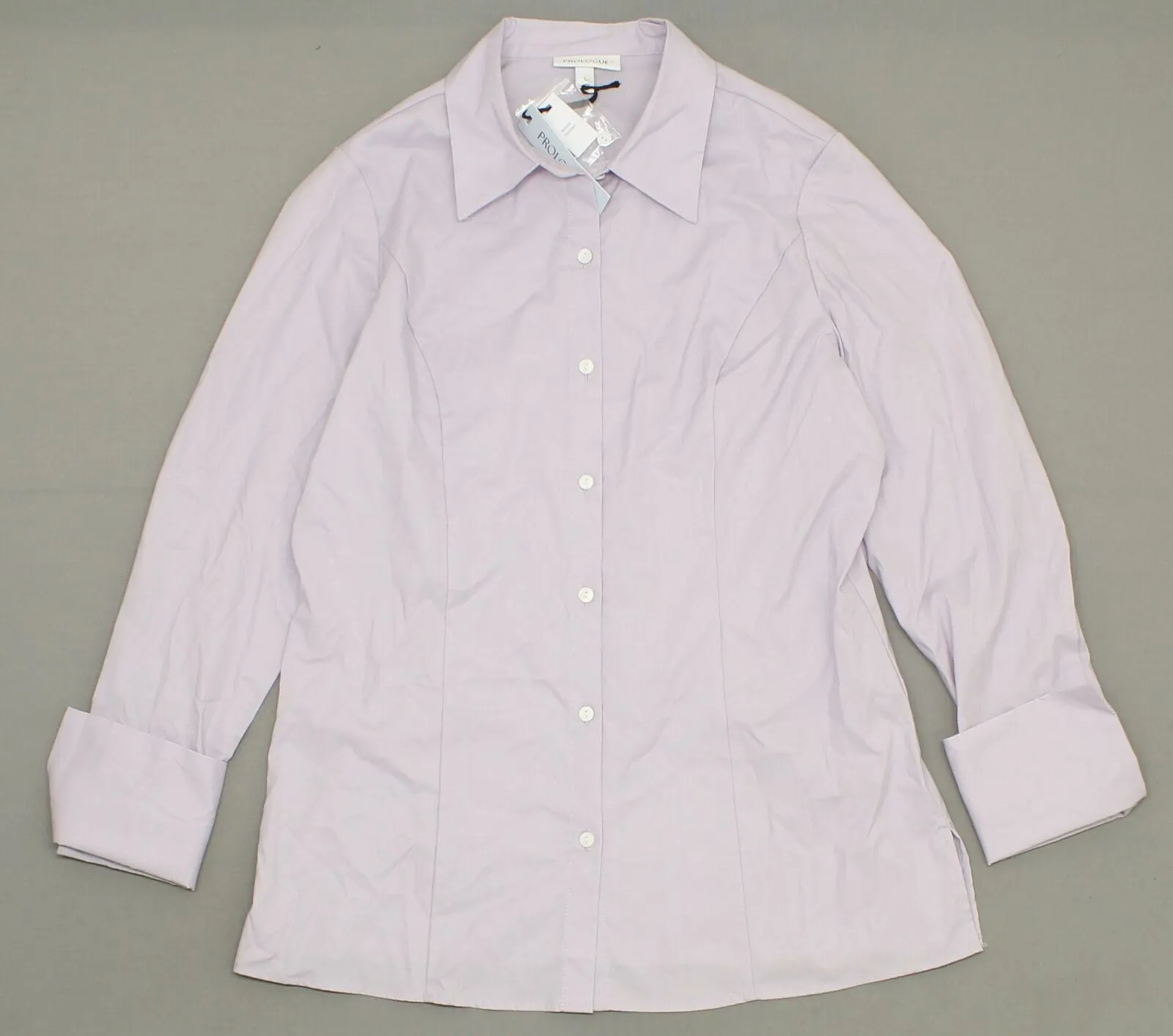 Prologue Women's Long Sleeve Fitted Button-Down Collared Shirt Blouse Top