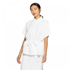 Prologue Women's Short Sleeve Button-Down Blouse with Waist Tie