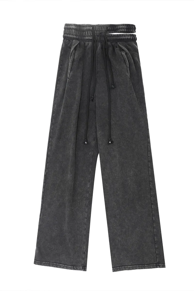 PS3411 Distressed Wide Leg Sweatpants