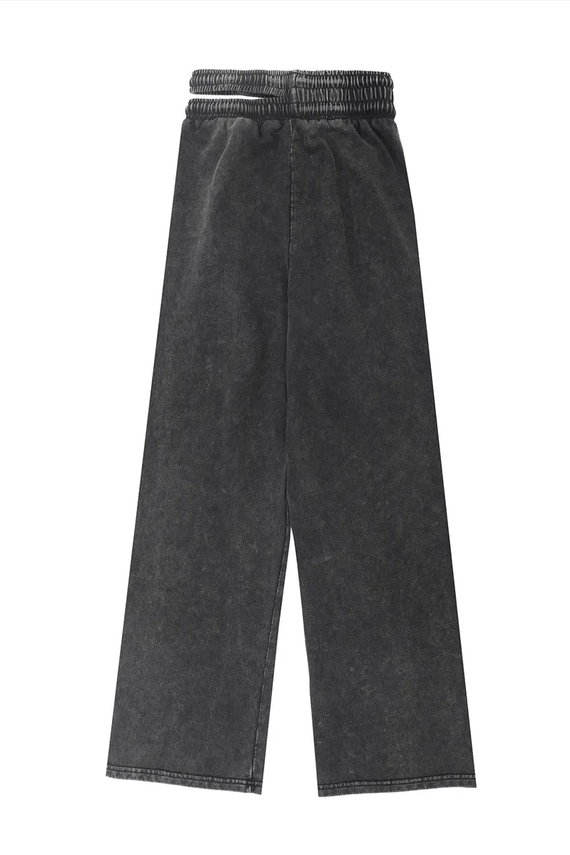 PS3411 Distressed Wide Leg Sweatpants