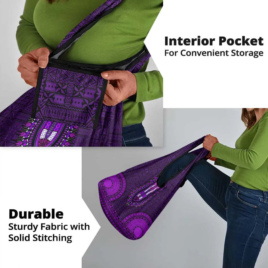 Purple Dashiki and Tapa Pattern Grocery Bag Africa-Polynesia Together Culture LT9