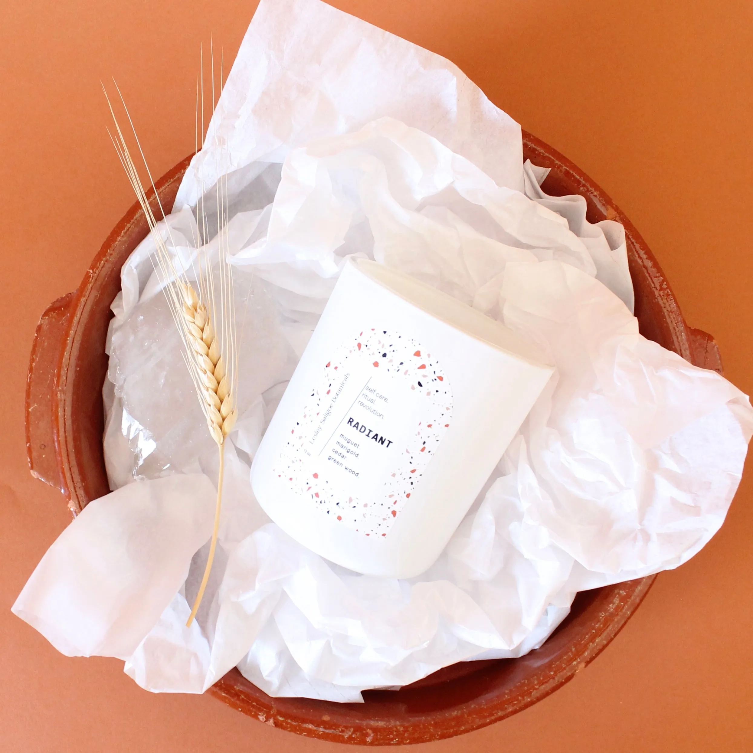 RADIANT Hand Poured Candle. Muguet. Cassis. Cedar. Marigold. Green Wood. Wood Wick. 12 oz. Matte White.