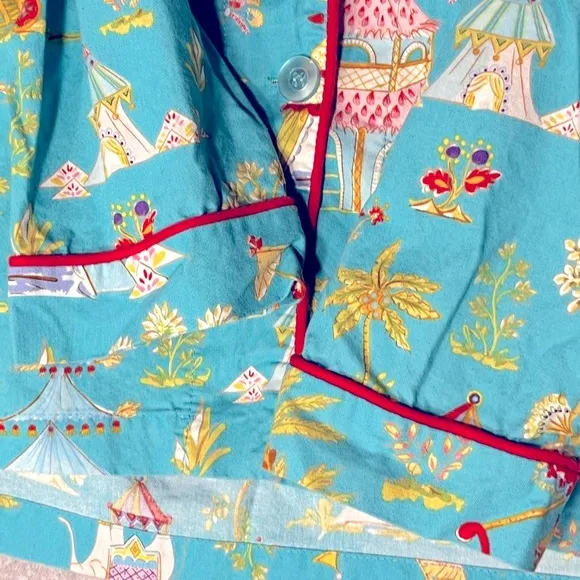RARE The Cat’s Pajamas top bottom pants set S/M Asia elephant peacock te…