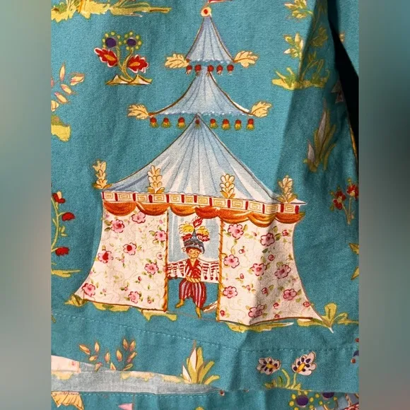 RARE The Cat’s Pajamas top bottom pants set S/M Asia elephant peacock te…