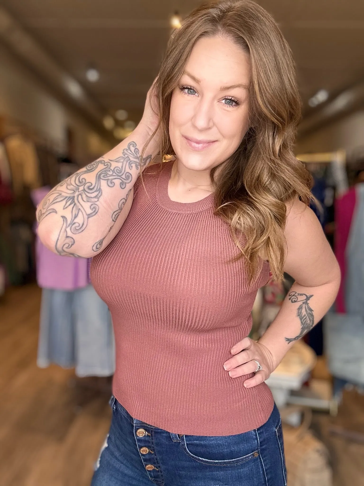Red Bean Round Neck Tank