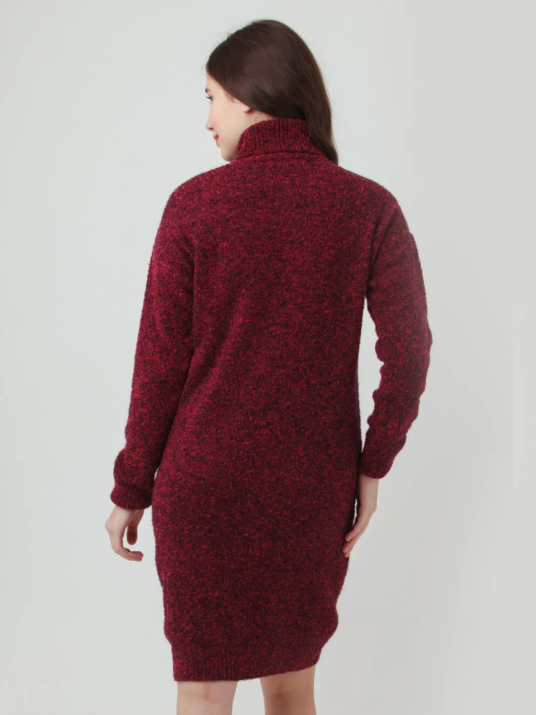 Red Solid Shift Sweater