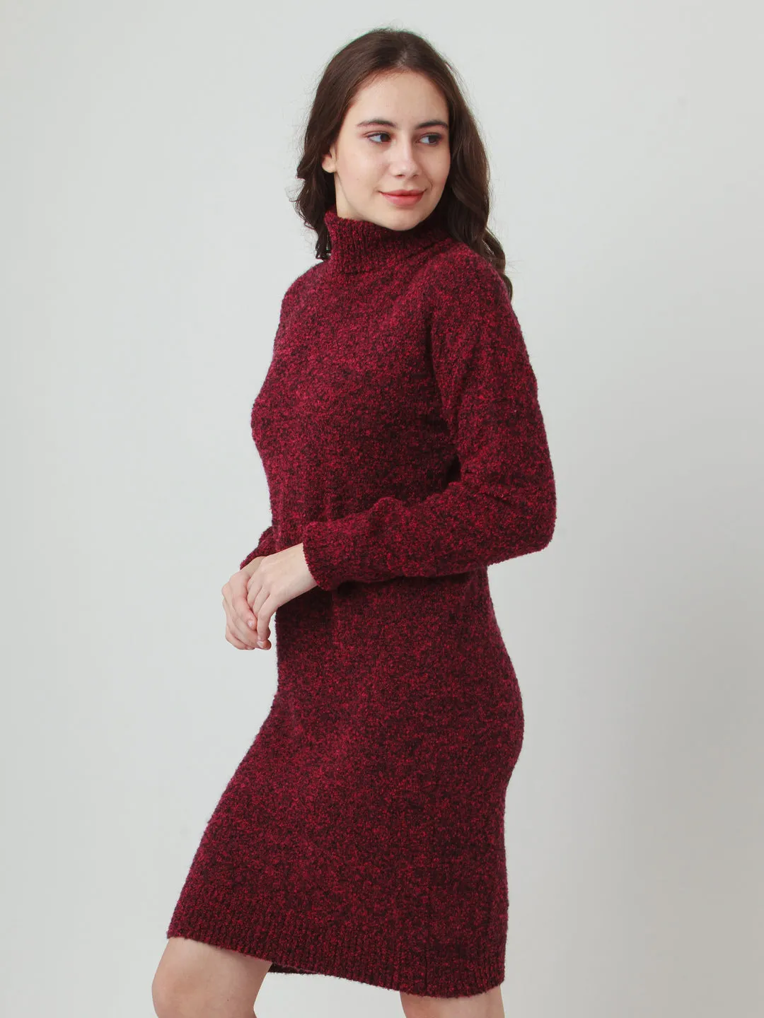 Red Solid Shift Sweater