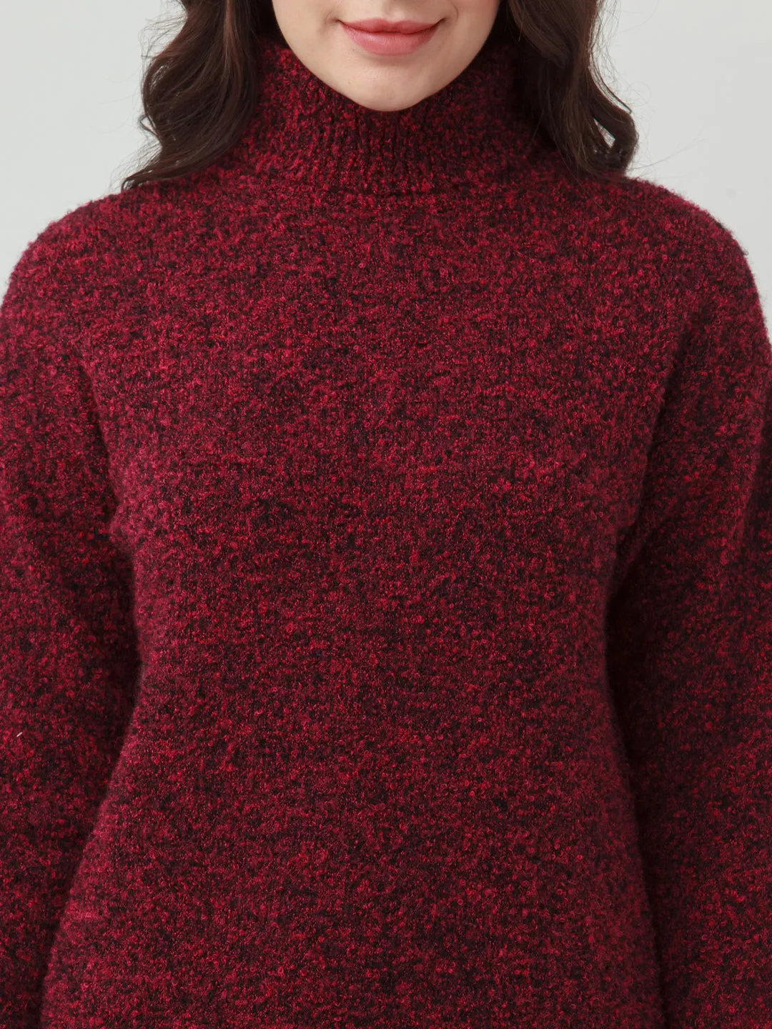 Red Solid Shift Sweater