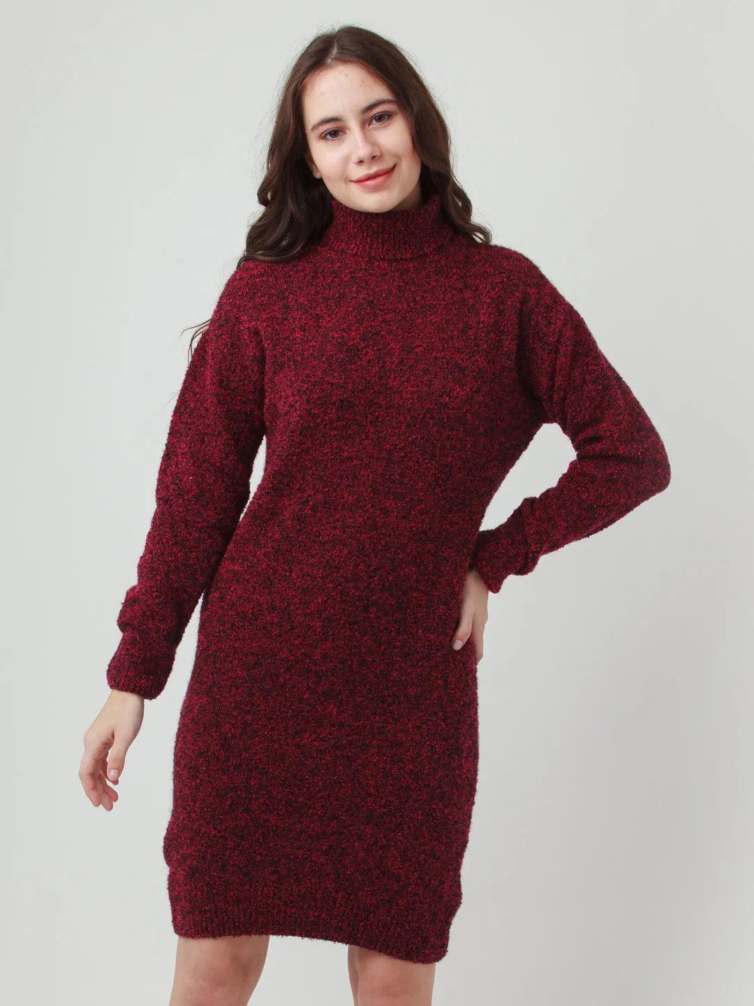 Red Solid Shift Sweater