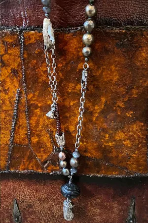 Remagine Designs Large Geo, Diamond & Pearl Necklace