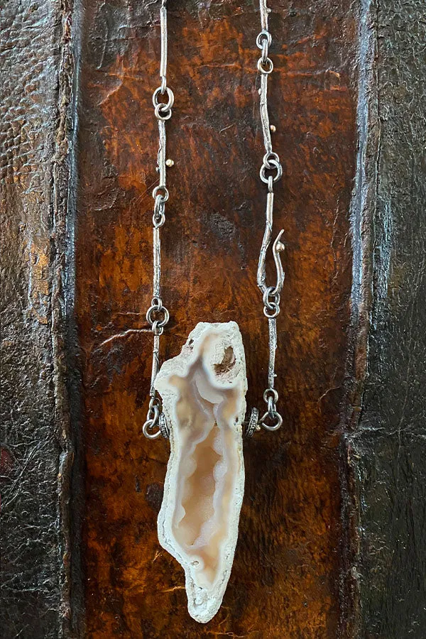 Remagine Designs Large Neutral Geo, Diamond & Pearl Necklace
