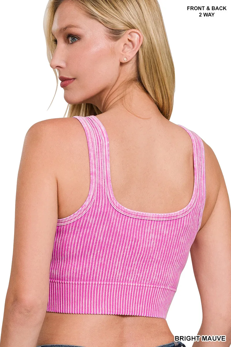 Reversible Washed Ribbed Crop Tank Top