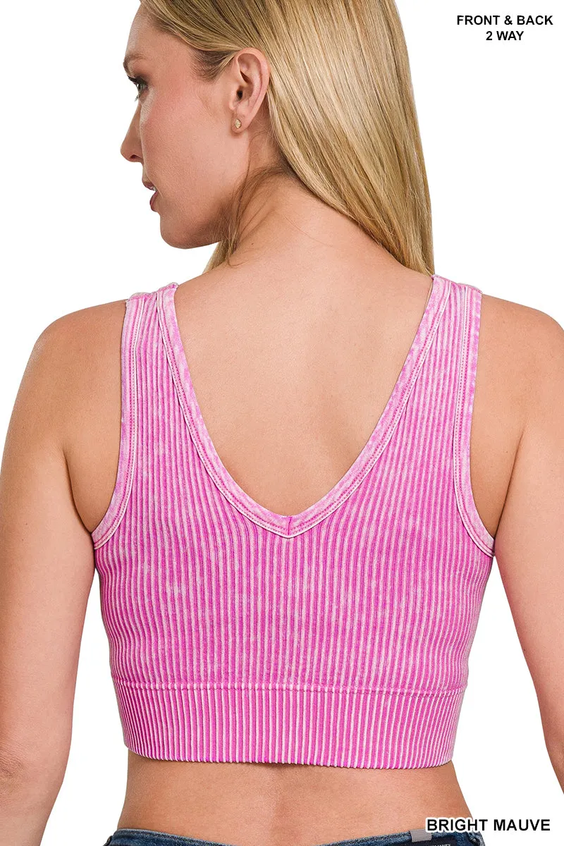 Reversible Washed Ribbed Crop Tank Top