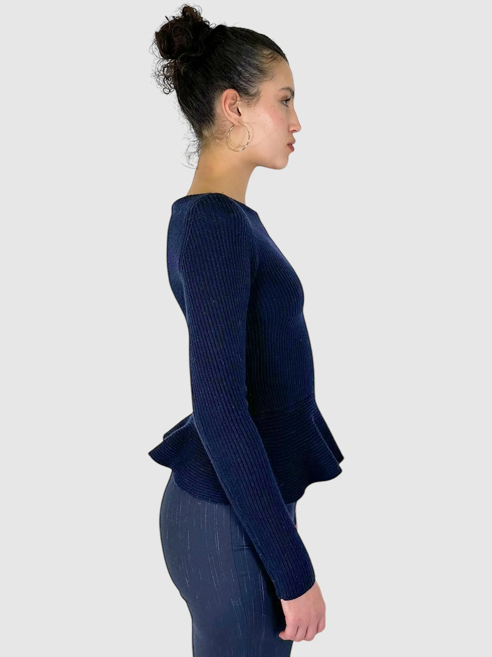 Ribbed Wool Peplum Top