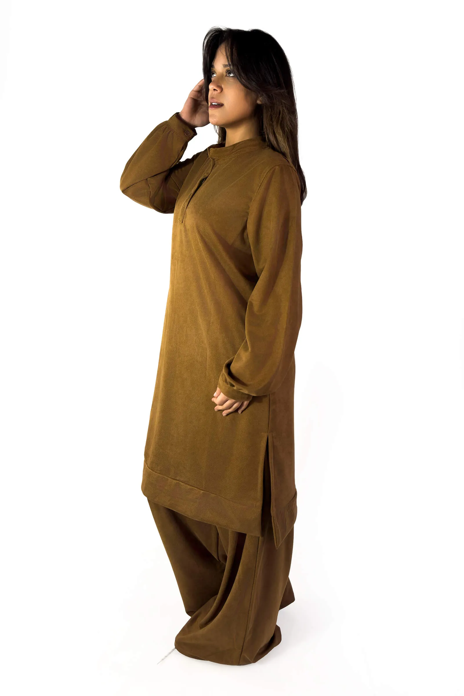 Rich Caffè Ribbed Suede Lounge Set