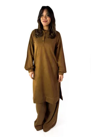 Rich Caffè Ribbed Suede Lounge Set