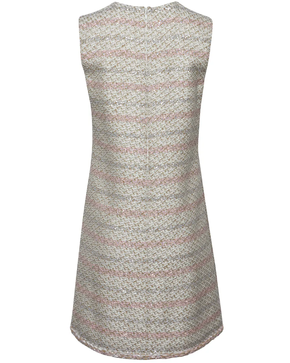 Rose and Beige Boucle Tweed Shift Dress