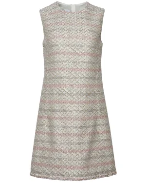 Rose and Beige Boucle Tweed Shift Dress