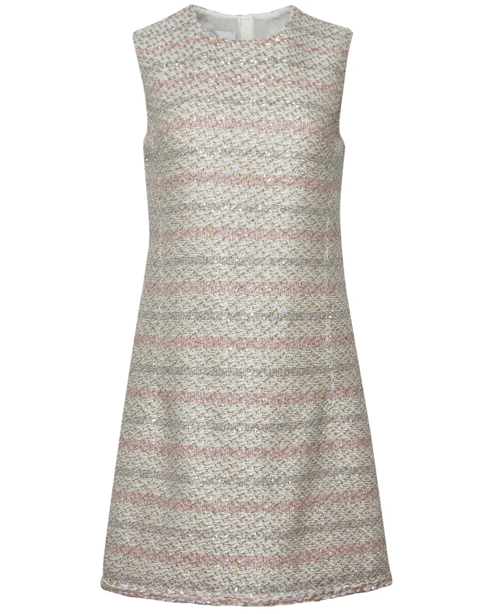Rose and Beige Boucle Tweed Shift Dress