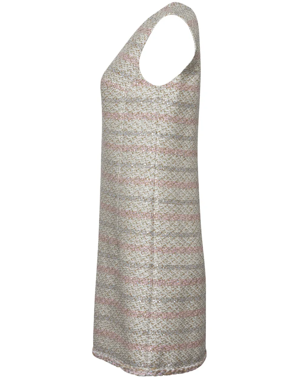 Rose and Beige Boucle Tweed Shift Dress
