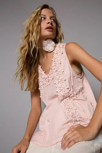 Rose Dawn Floral Applique Tank