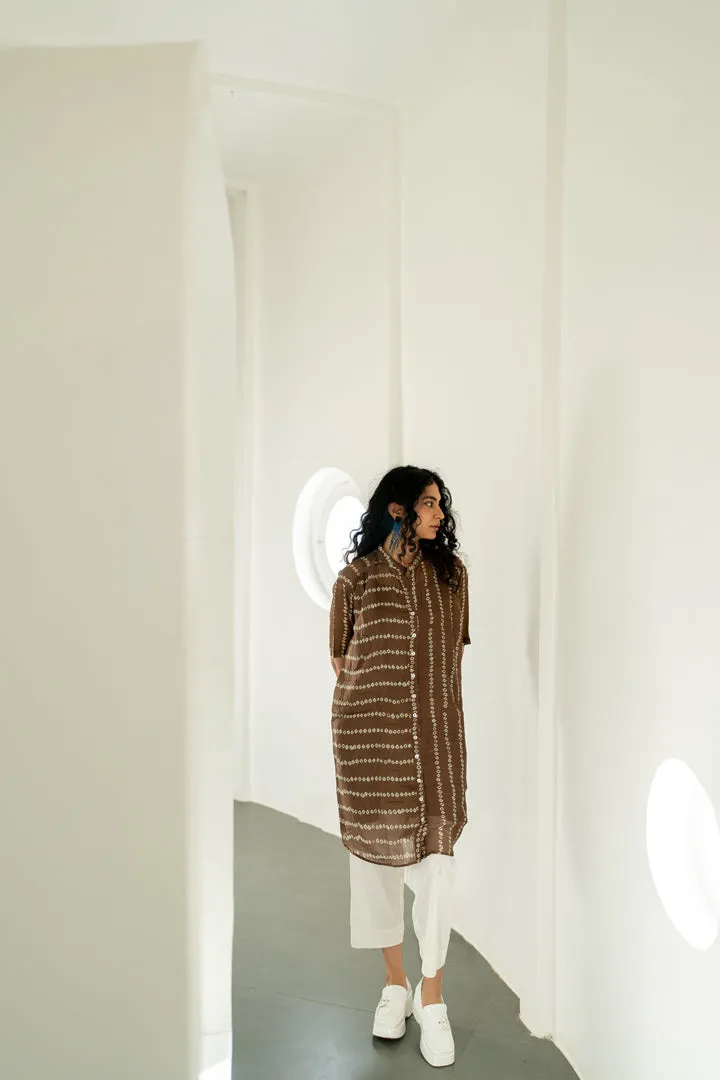 Rosewood Bandhej Tunic with white pants