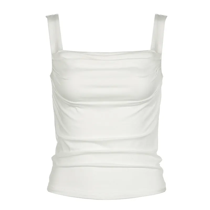 Ruched Square Neckline Tank Top