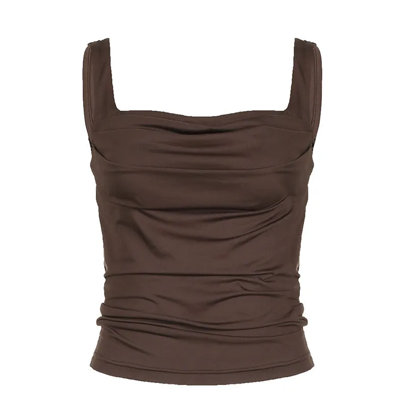 Ruched Square Neckline Tank Top