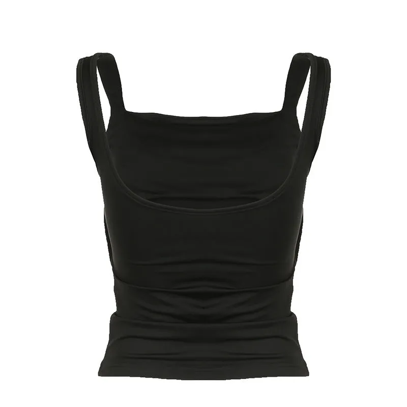 Ruched Square Neckline Tank Top