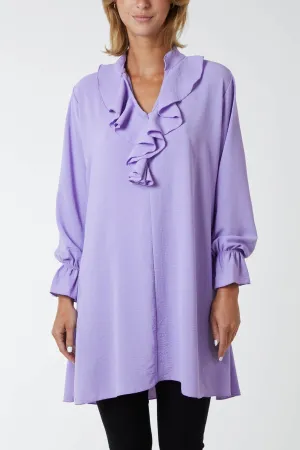 Ruffle Neck Tunic Dress