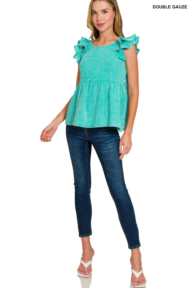 Ruffle Sleeve Peplum Top