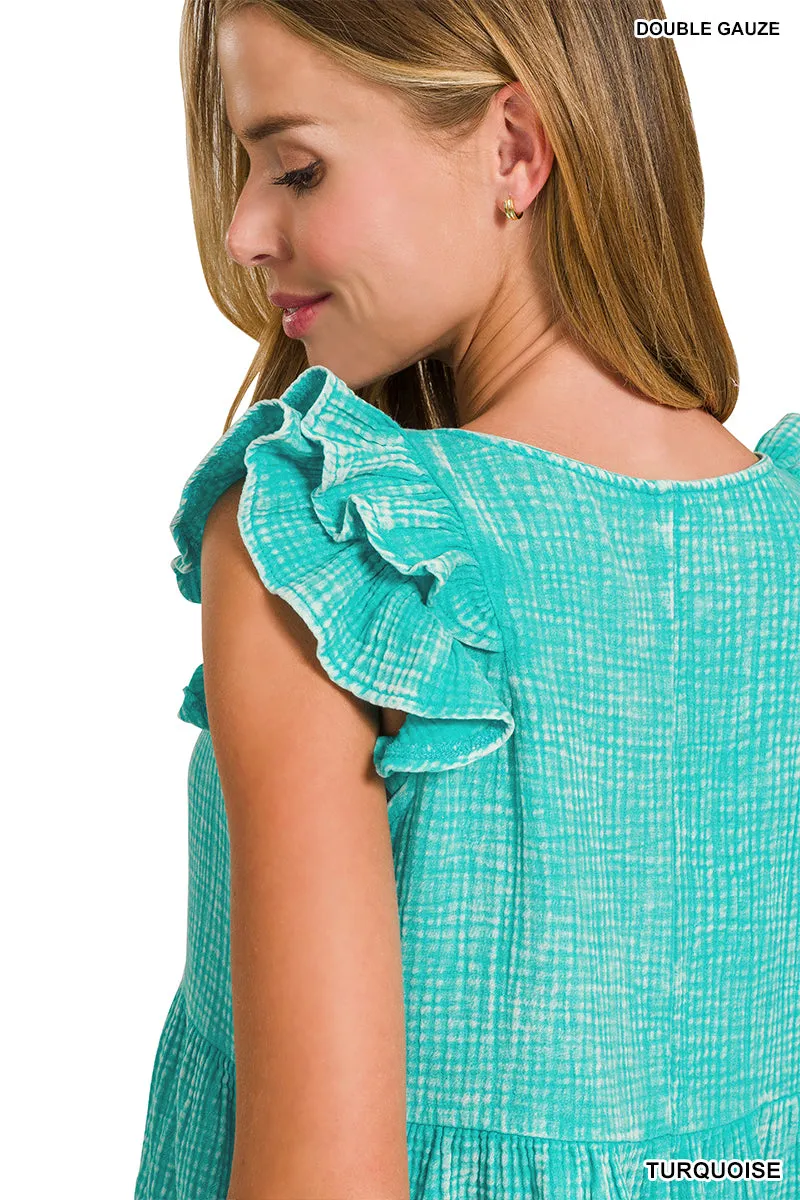 Ruffle Sleeve Peplum Top